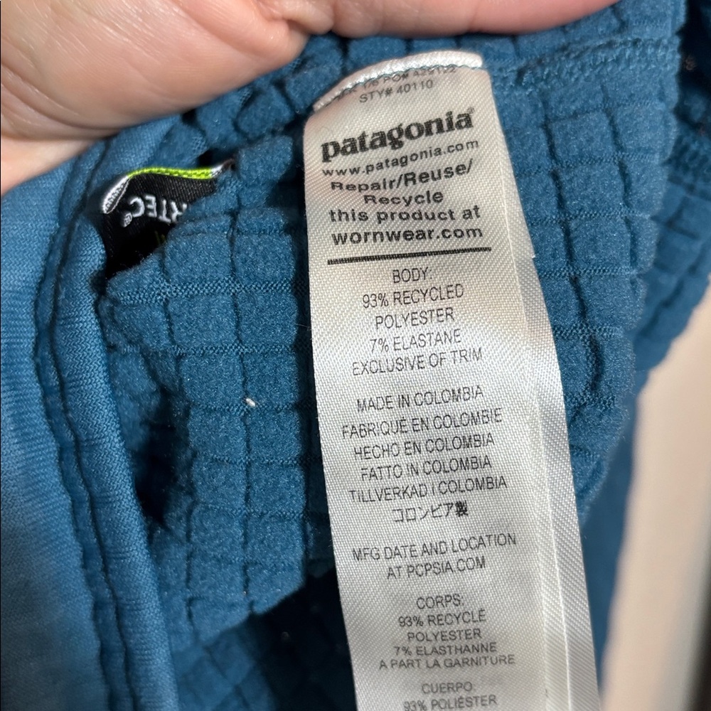 Patagonia Turquoise R1 Pullover Fleece Half Zip Size Small | gorpcore | outdoor - Picture 4 of 7